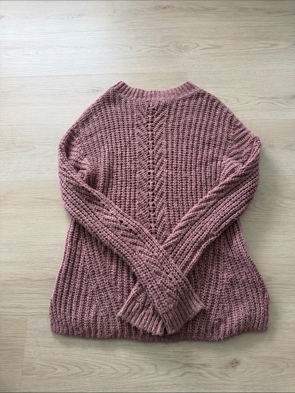 Lucky Brand Dusty Rose Waffle-Knit Crewneck Sweater